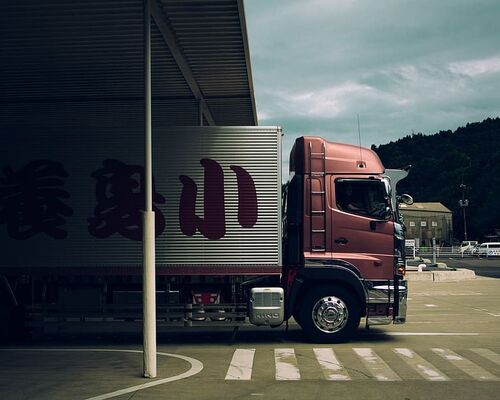 delivery-truck-lorry-pedestrian-crossing-road